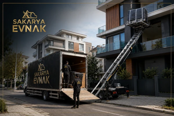 Sakarya asansörlü taşıma — Sakarya Evnak dış cephe asansörü yüksek kata uzanırken