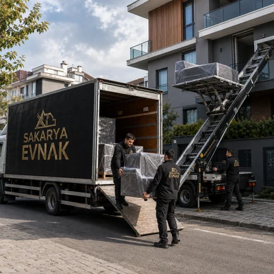 Sakarya Evnak ekibi paketlenmiş eşyayı araca güvenle yüklerken